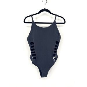 Gymshark Horizon Women’s One Piece Black Swimsuit With Strappy Cutouts Size XL